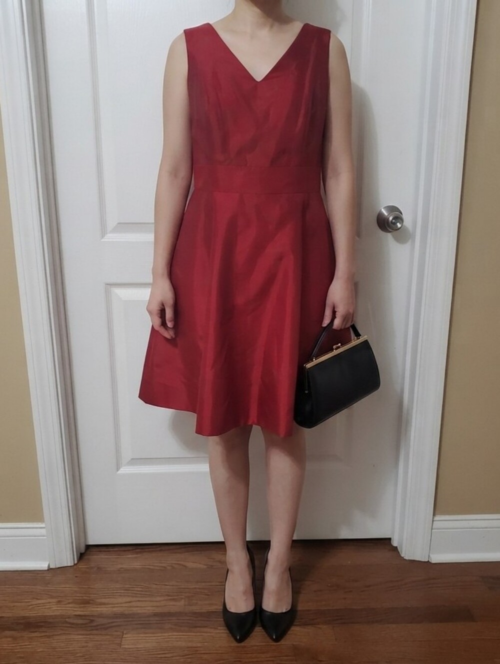 Kasper Red Classic Sleeveless A-Line Dress Fully Lined Size (8 ) Pre-owned